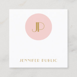 Trendig Modern Elegant  Rosa Guld Monogram Fyrkantigt Visitkort