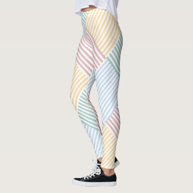 Trendig Modern Elegant Rosa ros Blue Grönt Gult Leggings (Vänster)