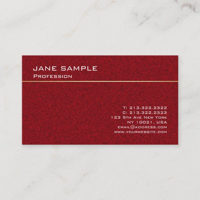 Trendig Modern enkel design Elegant Mörk Red Färg Visitkort (Framsida)