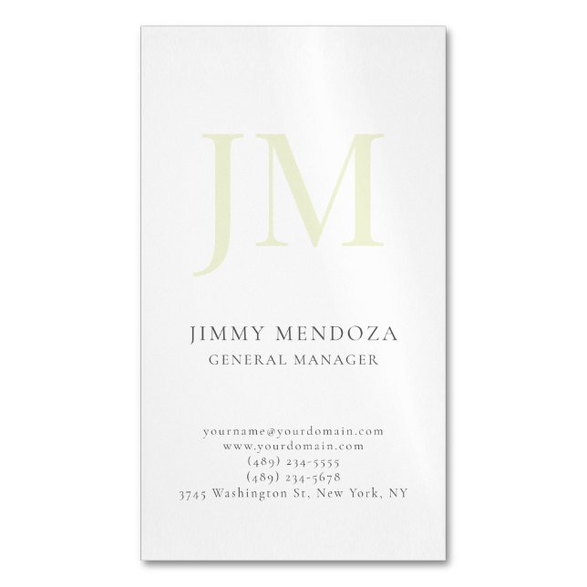 Trendig modern enkel professionell monogram magnetiska visitkort (Framsida vertikal)
