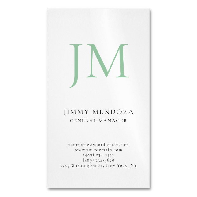 Trendig modern enkel professionell monogram magnetiska visitkort (Framsida vertikal)