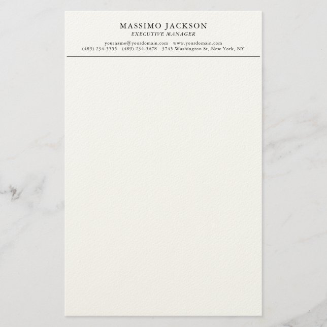 Trendig Modern Enkel Svart & Vit Professionell Brevpapper (Framsida)