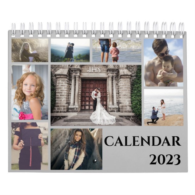 Trendig Modern Family Photo Collage 2023 Kalender (Omslag)