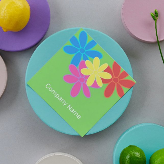 TRENDIG MODERN FÄRGKOLORFUL ABSTRAKT FLOWERS ROSA  FYRKANTIGT VISITKORT (Skapare uppladdad)