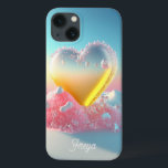 Trendig Modern Girly Kärlek Heart Personlig Namn<br><div class="desc">Trendiget Modern Girly Kärlek Heart Personlig Namn iphone case har din personlig namn i vit skripttypografi på en modern, gigantisk kärlek hjärtbakgrund i färgstark rosa, blått och gult. Perfekt på födelsedagspresent, flickvän på Alla hjärtans dag, mamma på Mors dag, syster eller bestie till jul och helgdagar. Designad av ©Evco Studio...</div>
