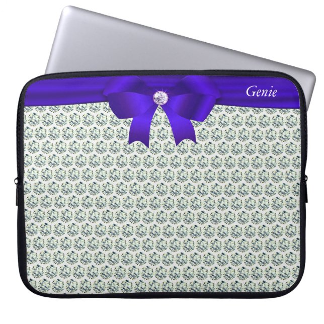 Trendig modern & glitter diamanter på silver Lapto Laptop Fodral (Framsidan)