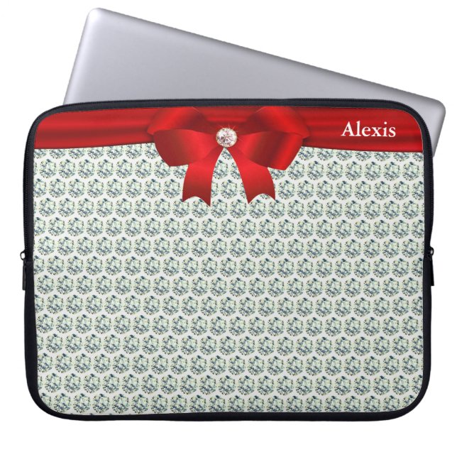 Trendig modern & glitter diamanter på silver Lapto Laptop Fodral (Framsidan)