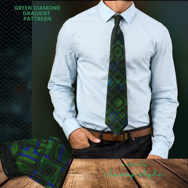 Trendig modern grön diamantgradientmönster slips (Green Diamond Gradient Pattern Neck Tie)