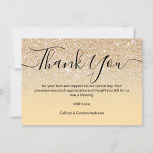 Trendig Modern Gul Guld Glitter Ombre Tack Kort