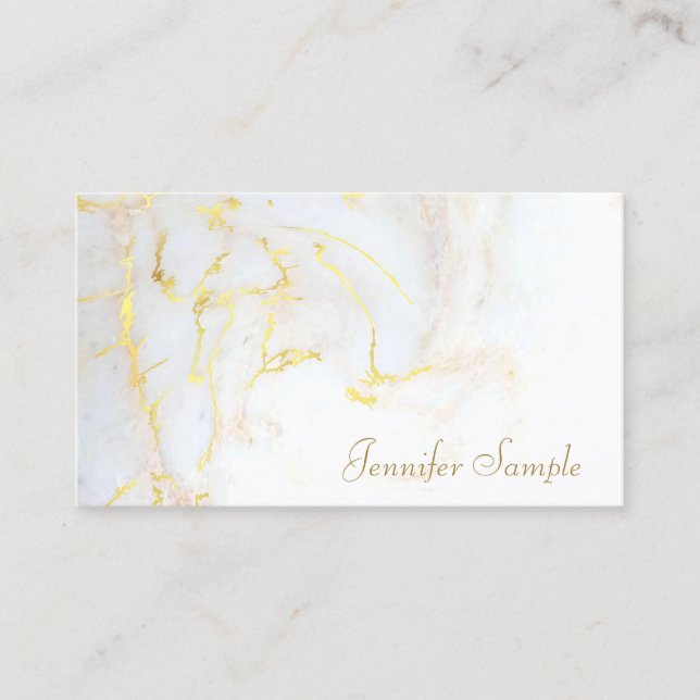 Trendig Modern Guld White Marble Elegant-mall Visitkort (Framsida)