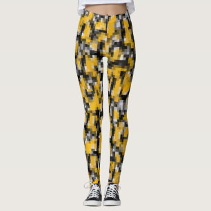 Trendig Modern Gult Black Mosaic Mönster Leggings