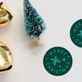 Trendig modern handskriven God Jul-klistermärke Runt Klistermärke