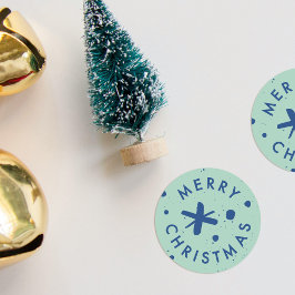 Trendig modern handskriven God Jul-klistermärke Runt Klistermärke