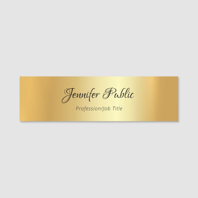 Trendig Modern Handskriven Skrift Elegant Guld Namnbricka (Framsida)