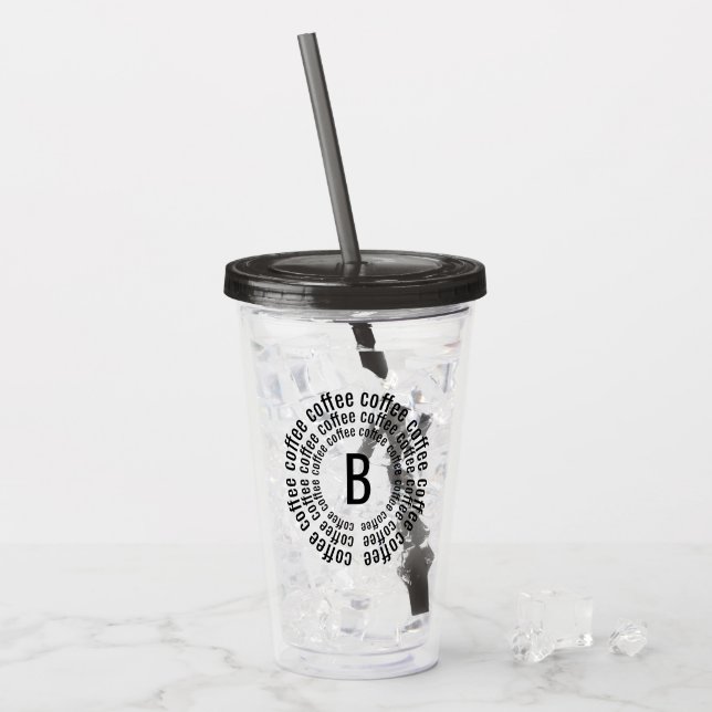 Trendig Modern kaffe Spiral | Monogram Take Away Mugg (Framsida Ice)