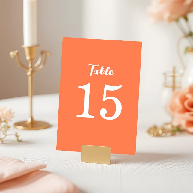 Trendig Modern Korall Rosa Orange Bröllop Bordsnummer (Skapare uppladdad)
