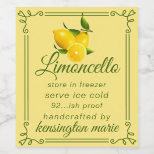 Trendig Modern Limoncello-etikett för en hög flask Vinflaska Etikett