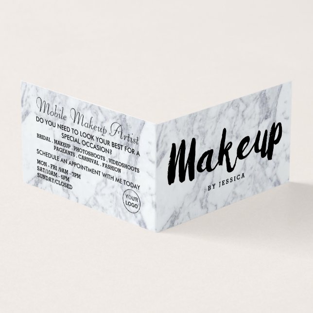 Trendig Modern Marble Makeup Artist Loyalty Card Visitkort (Utsida)