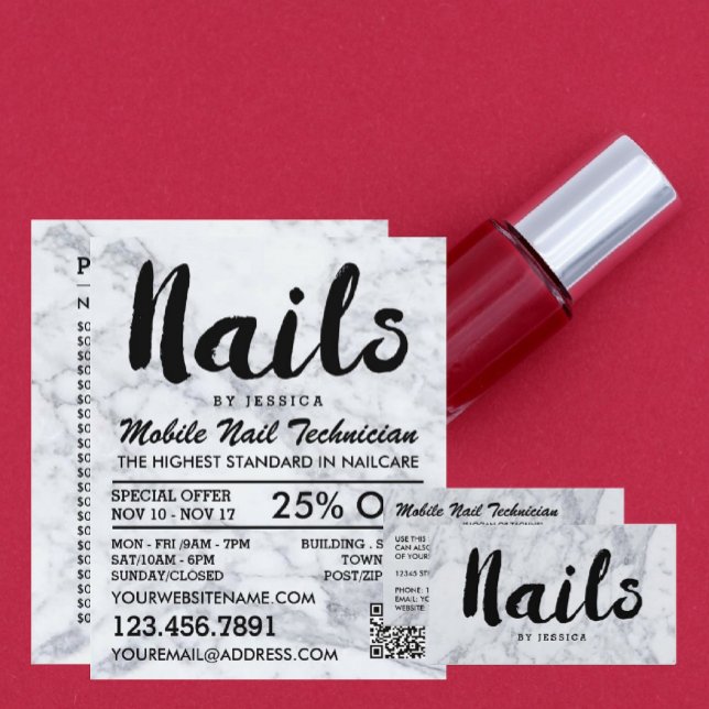 Trendig Modern marble Nail Technician Visitkort (Skapare uppladdad)