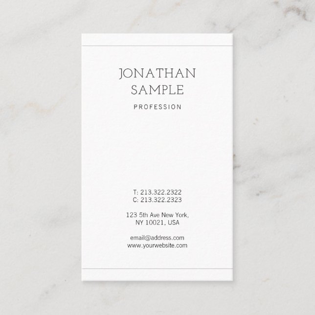 Trendig Modern Minimalistic Design Chic Plain Luxe Visitkort (Framsida)