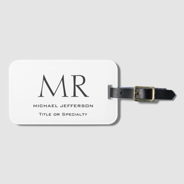 Trendig Modern Monogram Enkel Minimalistisk Bagagebricka (Framsida horisontal)