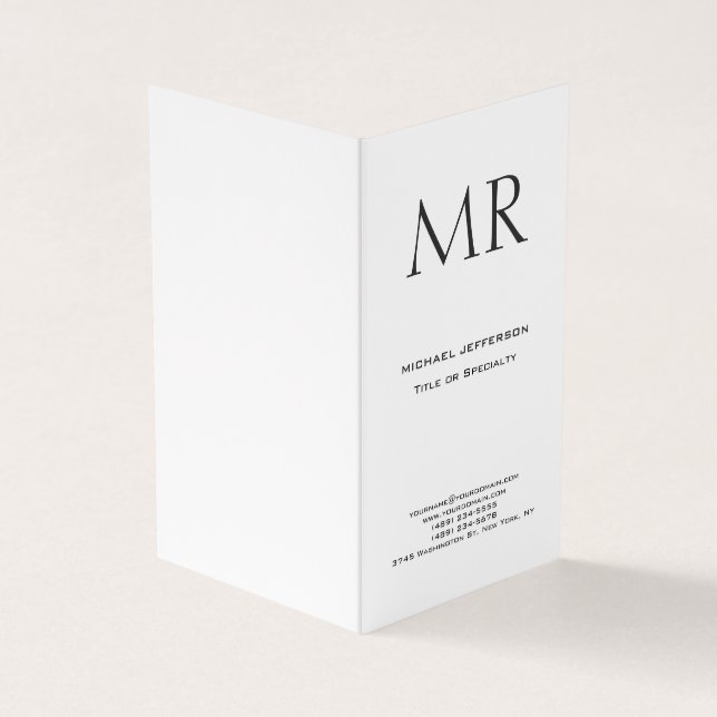 Trendig Modern Monogram Enkel Minimalistisk Visitkort (Utsida)