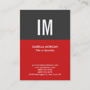 Trendig Modern Monogram Grått Red Visitkort
