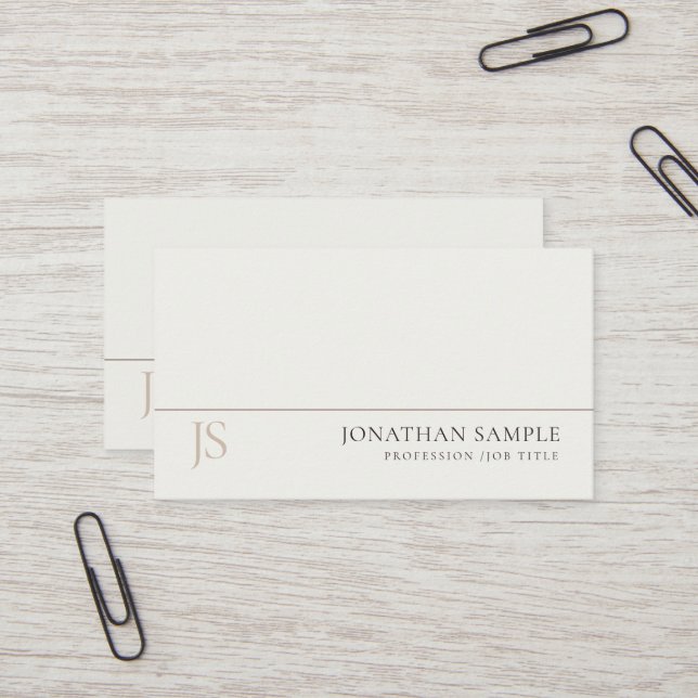 Trendig Modern Monogram Minimalistisk Lyxdesign Visitkort (Fram/Back In Situ)