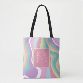 Trendig Modern Monogram Retro Mönster Tygkasse