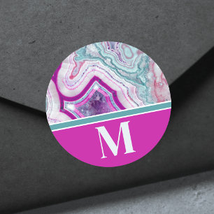 Trendig Modern Monogram Runt Klistermärke