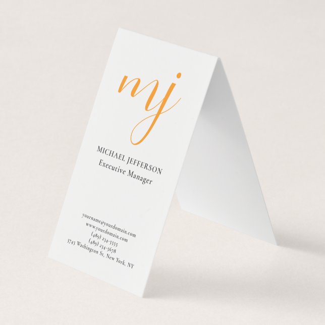 Trendig Modern Monogram Svart & Vit Visitkort (Framsida)