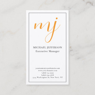 Trendig Modern Monogram Svart & Vitt Visitkort