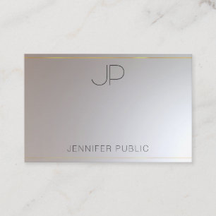 Trendig Modern Monogrammed Guld Silver Elegant Visitkort