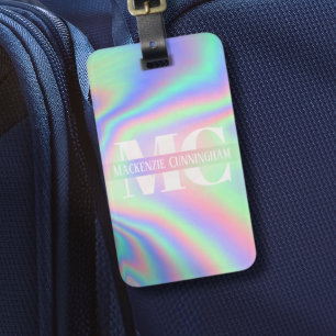 Trendig Modern Monogrammed Holograms resggage-tagg Bagagebricka