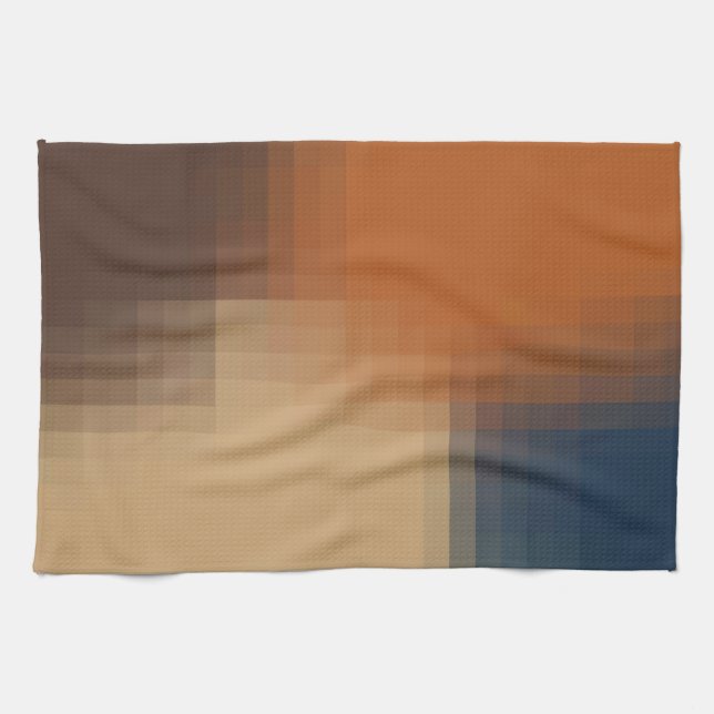 Trendig Modern Orange Blue Gult Beige Mönster Kökshandduk (Horisontell)