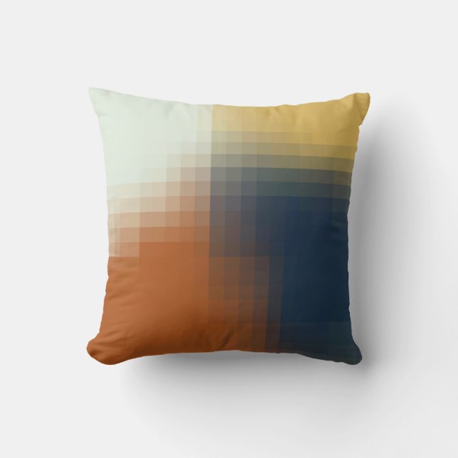 Trendig Modern Orange Blue Gult Beige Mönster Kudde (Framsida)