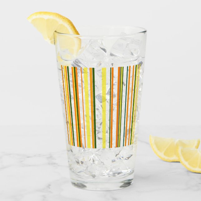 Trendig Modern Orange Gul Vit Randig Glas (Framsida Ice)