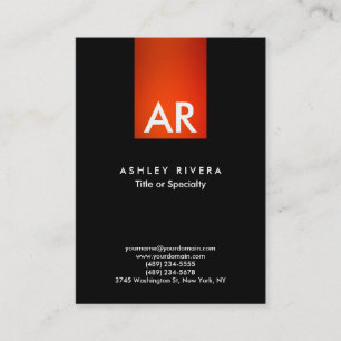Trendig Modern Orange Red Rand Monogram Black Visitkort