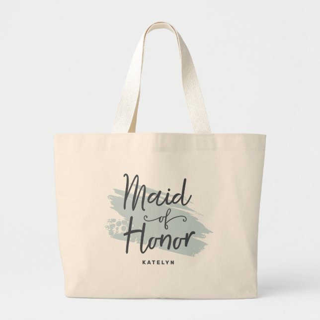 Trendig Modern penseldrag Monogram Maid of honor Jumbo Tygkasse (Framsidan)