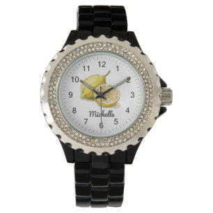 Trendig Modern Personlig Watercolor Gult Lemon Armbandsur