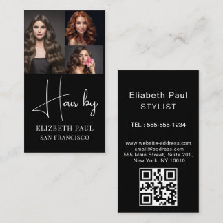 Trendig Modern Photo Hair Stylist 3-foto Visitkort