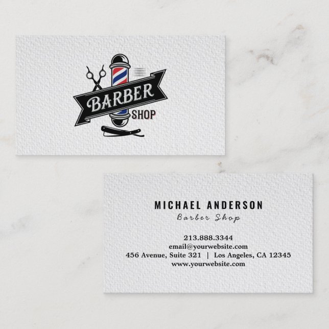 Trendig Modern Professionell Barber Shop Hair Salo Visitkort (Fram/baksida)