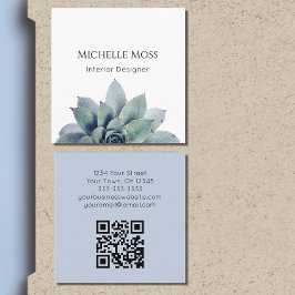 Trendig Modern QR-kod Botanical Greenery Fyrkantigt Visitkort