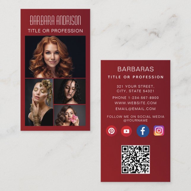 Trendig Modern QR-kod foto AffärsKort Visitkort (Fram/baksida)