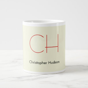 Trendig Modern Red Monogram Beige Jumbo Mugg