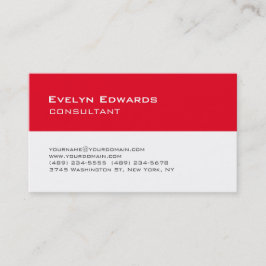Trendig Modern Red White Rand Consultant Visitkort
