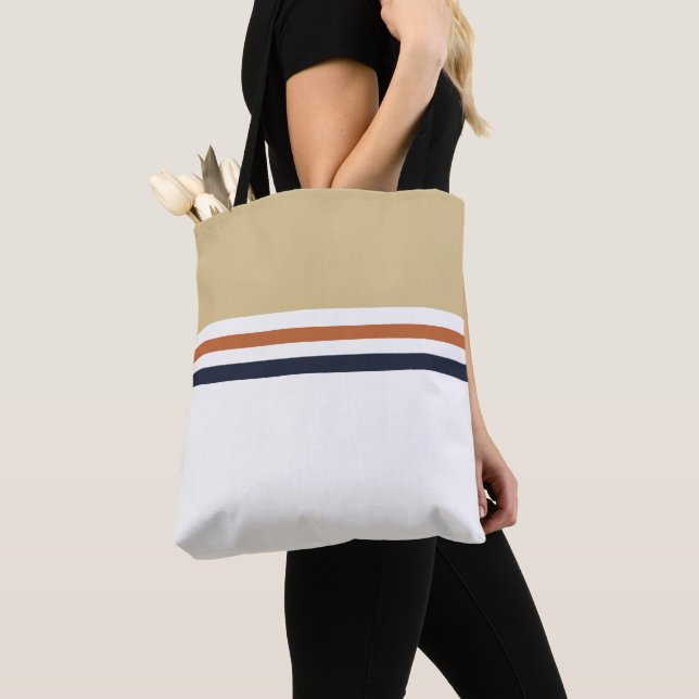 Trendig modern retro Ränder randig Tygkasse (Närbild)