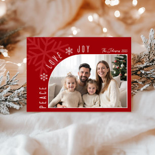 Trendig modern röd jul fotokort julkort