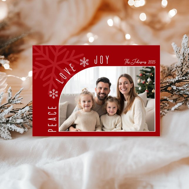 Trendig modern röd jul fotokort  julkort (Skapare uppladdad)