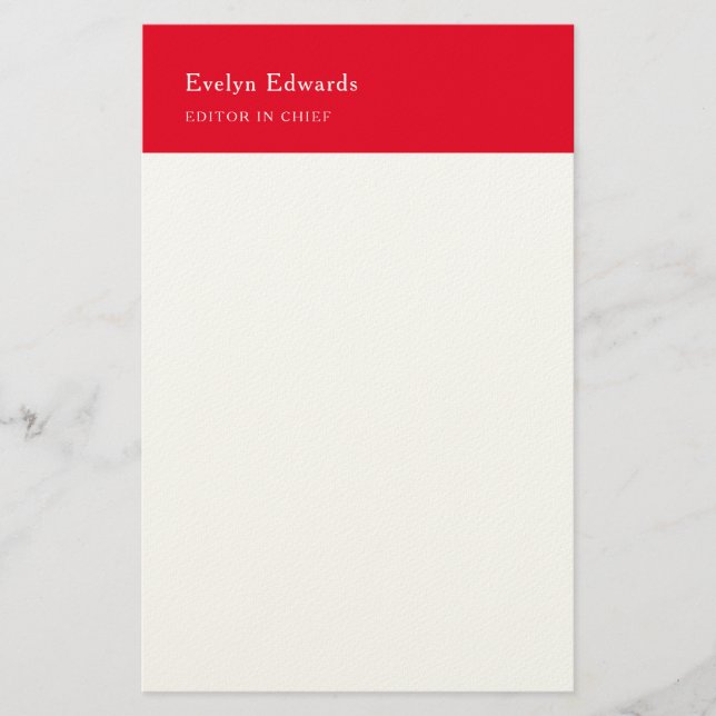 Trendig Modern Röd Vit Minimalistisk Enkel Brevpapper (Framsida)